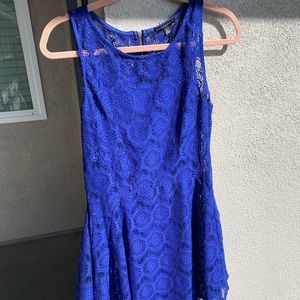 Fishbowl dress.  size Large.  Blue.  Lace with connected slip under.